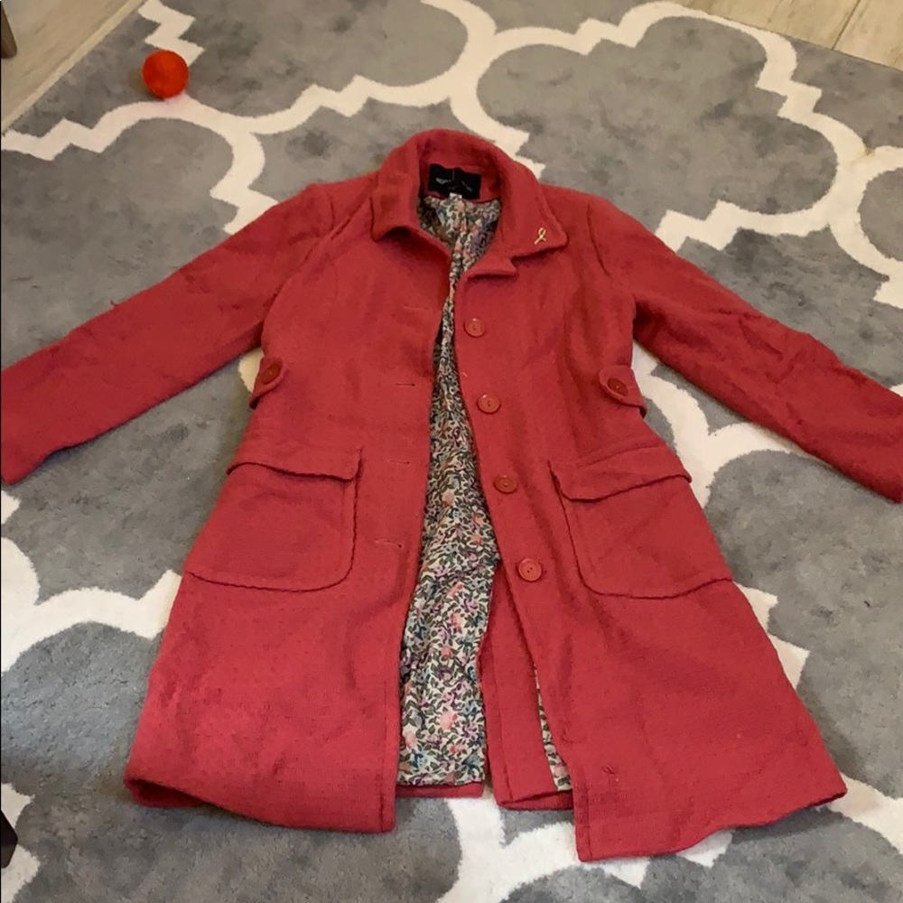 Long pink textured dressy coat